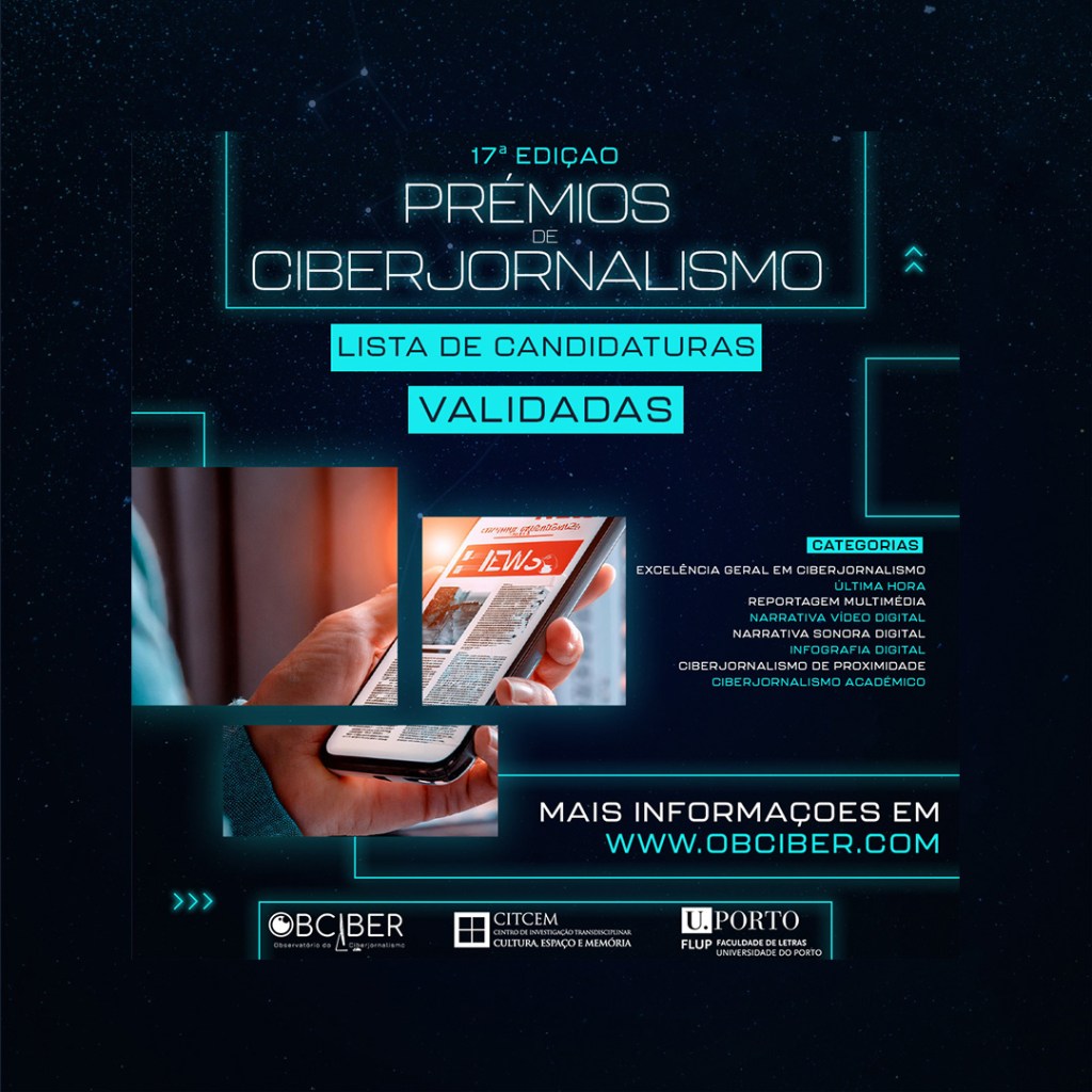 Lista das candidaturas apresentadas para a 17.ª edição dos Prémios de&nbsp;Ciberjornalismo