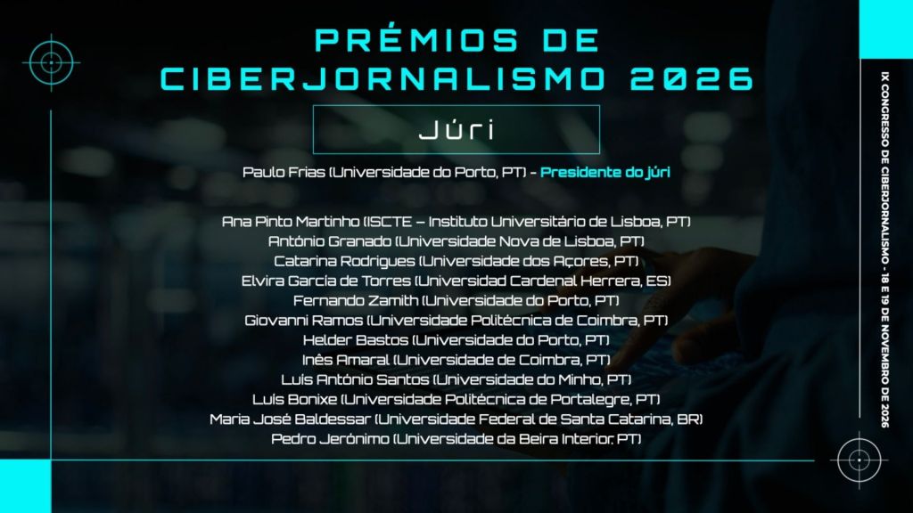 Júri dos Prémios de Ciberjornalismo&nbsp;2026